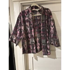 VTG Chula Vintage Blazer Purple Earthtone Colors 3/4 Sleeves BOHO LOOK